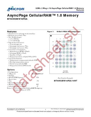 MT45W2MW16PGA-70 IT TR datasheet  